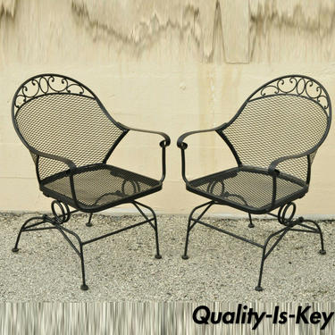 2 Wrought Iron Better Homes and Gardens Clayton Court Outdoor Spring Arm Chairs