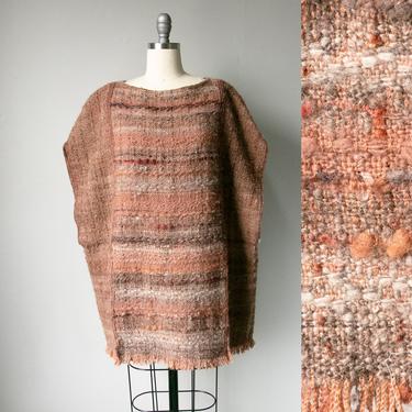 1970s Woven Wool Poncho Knit Top 