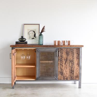 Industrial Bar Cabinet / Reclaimed Wood Storage Buffet / Modern Sideboard 