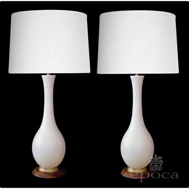a stylish pair of danish modern 1960's ivory glazed ceramic bottle-form lamps