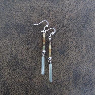 Dainty earrings, silver minimalist earrings, simple unique earrings, ethnic earrings, boho chic earrings, green jasper bohemian earrings 