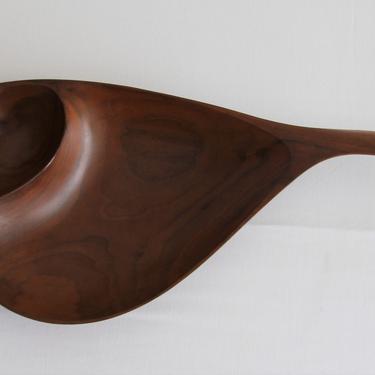 Emil Milan Hand Crafted Two Part Walnut Bowl, Functional Sculptures by WrightFindsinMCM