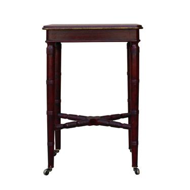 Chinese Oriental Distressed Red Scenery Graphic Side Table ws462S