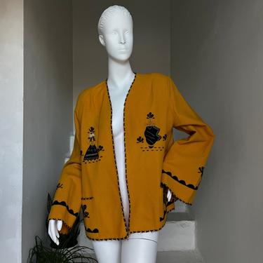 1950s Butternut Squash Wool Mexican Tourist Jacket Great Detailing 38 Bust Vintage 