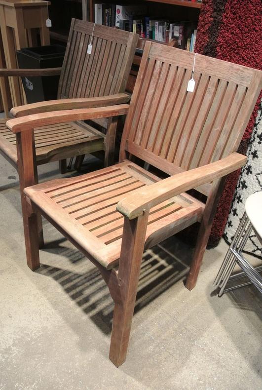 Teak patio chairs. $75/each
