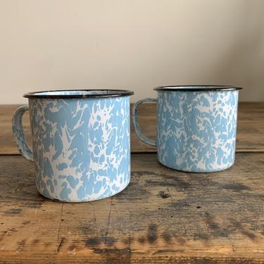 Pair of Vintage Enamel Mugs