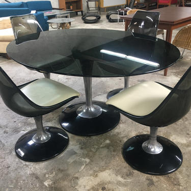 Smoked Lucite and Chrome Dining Set by Chromecraft, 1970's 
