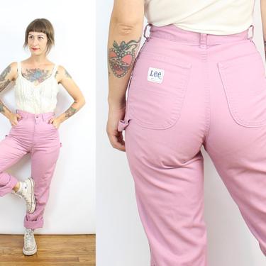 Vintage 60's Muted Pink Carpenter LEE Pants / 1960's High Waisted Straight Leg Jeans / Women's Size XS - Small / 26&amp;quot; Waist 