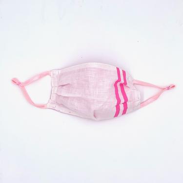Racer Mask in White with Hot Pink Stripes