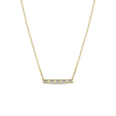 Channel Set Baguette Diamond Bar Necklace