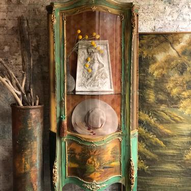 French Provincial China Armoire Cabinet - Vintage China Cabinet Armoire - French Country China Cabinet - Painted Furniture - Vintage Armoire 