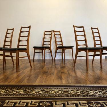 Niels Koefoed for Koefoeds Hornslet Lis Teak Ladder Back Dining Chairs - Set of 6 