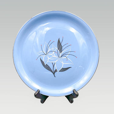 Homer Laughlin Marcia Skytone Dinner Plate [ Vintage Mid-century Modern Dinnerware Pacific Blue Ceramic ] 