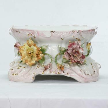 Capodimonte Porcelain Floral Plant Stand, Italy 