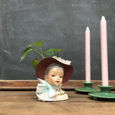 Vintage Indoor Planter Retro 1950s Ceramic Female Bust + Small + Hand Painted + Made in Japan + Mid Century + Plant Decor + Home Styling 