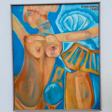 Original 1980s Nude Abstract Painting