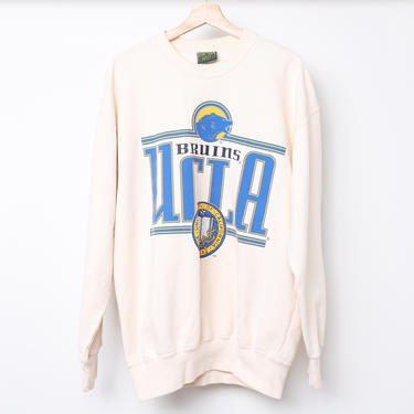 vintage 1980 90s UCLA BRUINS cream &amp; blue vintage sweatshirt -- men's size large 