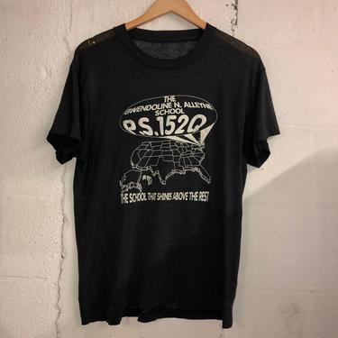 Vintage 80's Gwendoline N. Alleyne School P.S. 152Q Map T-Shirt. Super Soft! 3164 
