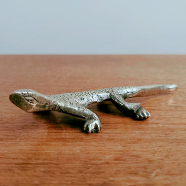 Vintage Small 4&amp;quot; Brass Lizard Gecko Salamander | Paperweight Sculpture Figurine | Hollywood Regency 