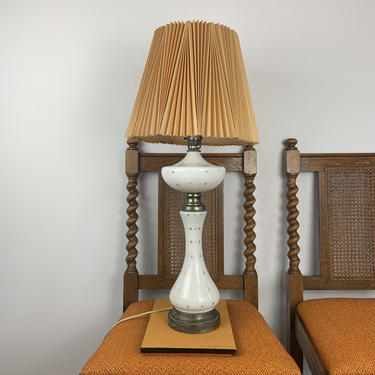 Mid Century Milk Glass Lamp with Starburst 
