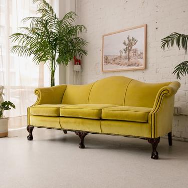 Vintage Romantic Chartreuse Sofa