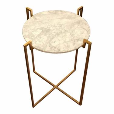 Worlds Away Modern Marble and Gold Abel Side Table