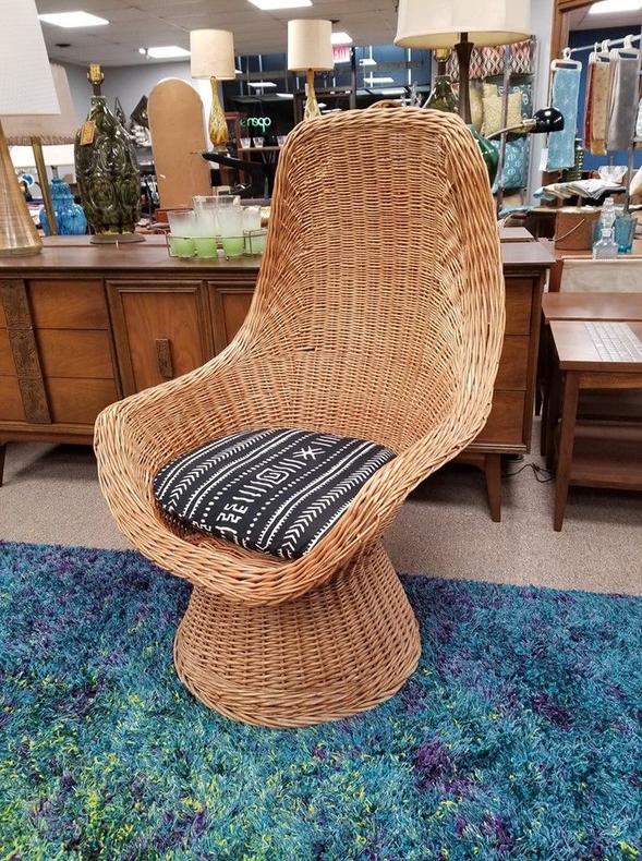 Vintage high back rattan chair