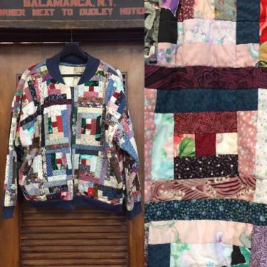 Vintage 1960’s Patchwork Quilt Bomber Jacket, Hand Made, Vintage Top, Vintage Fabric, Rosalie, Vintage Clothing 