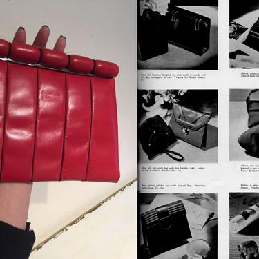 Deauville Days - Vintage 1930s 1940s Lipstick Red Leather Art Deco Envelope Clutch Purse Handbag 