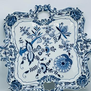 Vintage Blue Danube 15.5&quot; Square Serving Platter Onion Pattern Fine China Tray Japan- Great Condition 