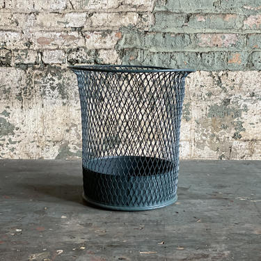 Vintage Nemco Expanded Metal Industrial Garbage Can Waste Basket 