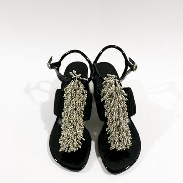 3.1 Philip Lim Beaded Patent Leather Sandals, Size 36.5