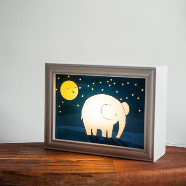 Chubby Elephant Lightbox - nightlight art - home lighting - nursery - cute - kids room - baby gift - home decor - illustration 