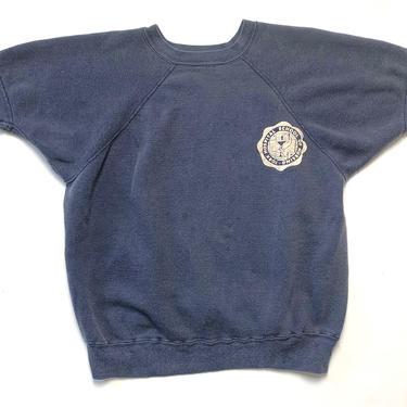Vintage 1950s/1960s York Hospital / School of Nursing Short Sleeve Sweatshirt ~ fits M ~ Faded / Worn-In ~ Crewneck ~ Flocked Print 