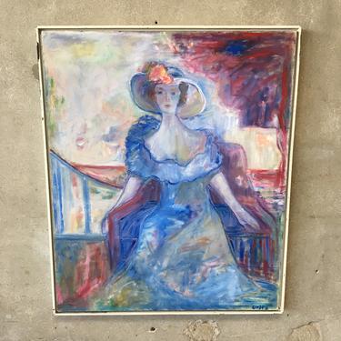 Vintage oil on Canvas Painting of Victorian Woman