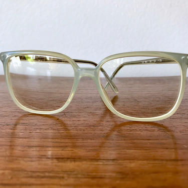 80's Opaque Blue Grey Eyeglasses - Large Smokey Green Blue Plastic Frame Prescription Eyewear - Liz Claiborne Eyeglasses 