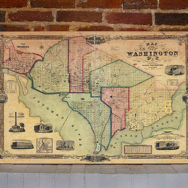 1851 Washington DC Vintage Map Canvas Print 