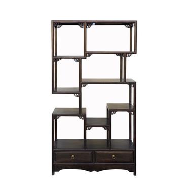 Chinese Brown Stain Treasure Display Curio Cabinet Room Divider cs7161E 