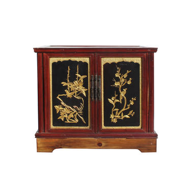 Chinese Vintage Fujian Golden Carving Low Table Cabinet cs5858E 