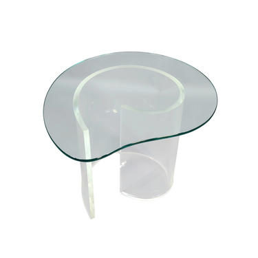 Kagan Snail Table Side Table with Thick Lucite Base Mid Century Modern Vladimir Kagan 