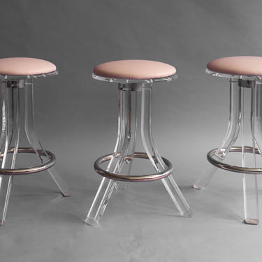 FREE SHIPPING Set of 3 70's Lucite Stools 
