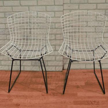 Mid Century Modern Harry Bertoia for Knoll Two Tone Side Chairs - Pair