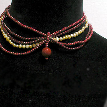Shanghai Necklace Cafe Society Collection:   Various Red and Green Pearls by CafeSocietyStore