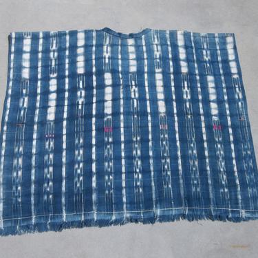 Vintage Poncho 1980s 1990s  Rare Mud Cloth Serape Style Poncho Vintage Africa Ivory Coast hand dyed cloth textile Indigo Mud Cloth Fabric 