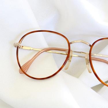 Vintage Italian Tortoise Wire Eyeglass Frames 