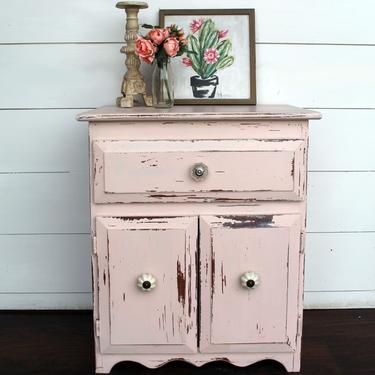 Vintage Pink Distressed Cabinet