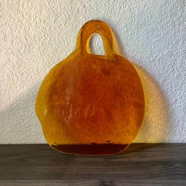 Vintage Cheese Board by Gösta Sigvard for Lindshammar Vintage Amber Glass Plate Dish 70s Scandinavian 