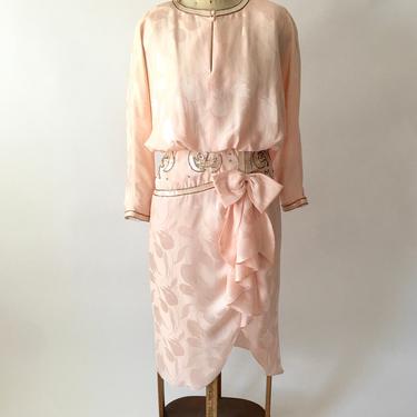 80s Vintage Pink Silk Dress 