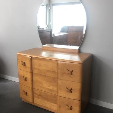vintage mid century modern Heywood Wakefield Rio 3 drawer dresser with mirror.