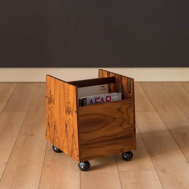 Rosewood Rolling Record Magazine Rack by Rolf Hesland for Bruksbo 